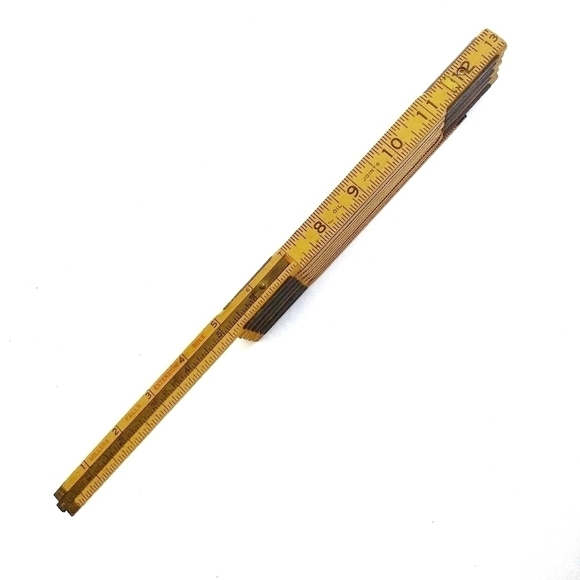 VINTAGE Measuring Stick Yellow Folding Extension Retro Workshop Tool 6FT - Picture 6 of 7